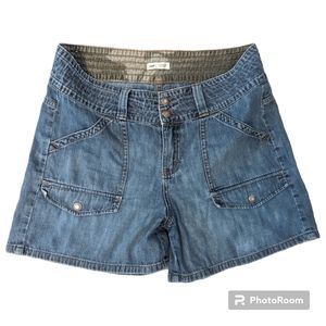 Vintage Lee Lower On The Waist  Cargo Blue Denim Jean Shorts Womens 14